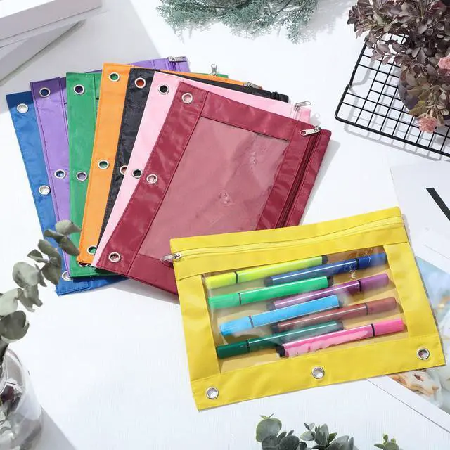 Alt view image 5 of 6 - 64 Pack Pencil Pouch Bulk for 3 Ring Binder, Pencil Case with Zipper and Clear Window 8 Assorted Color Storage Bag for Office, Back to School Classroom Supplies