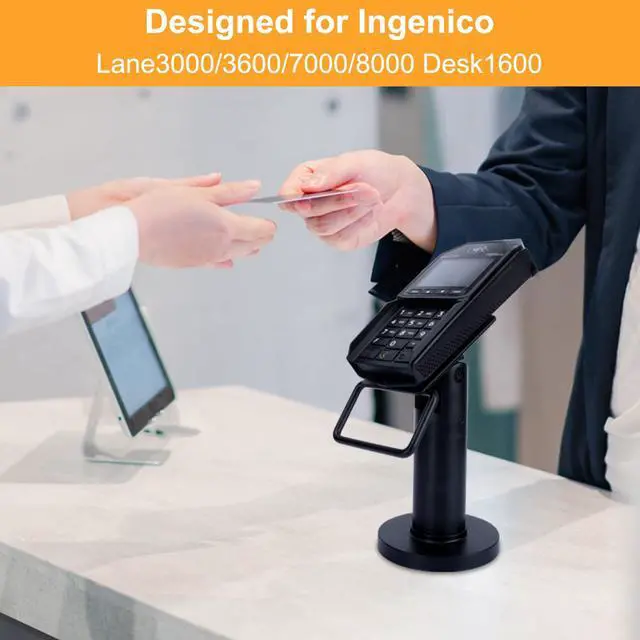 Alt view image 2 of 6 - POS Terminal Stand for Ingenico Lane/3000/3600/7000/8000 | Point of Sale Square Card Reader Terminal Holder, Tilt & Swivel Metal POS Stand with Installation Tools, Screw-in & Adhesive