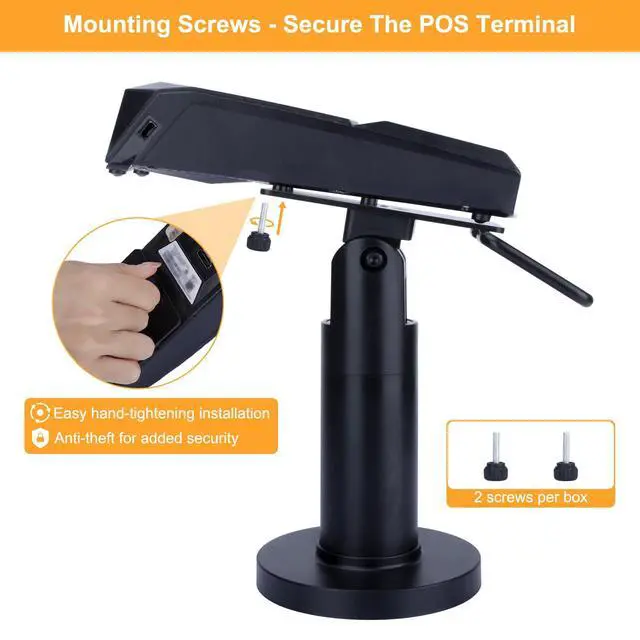 Alt view image 3 of 6 - POS Terminal Stand for Ingenico Lane/3000/3600/7000/8000 | Point of Sale Square Card Reader Terminal Holder, Tilt & Swivel Metal POS Stand with Installation Tools, Screw-in & Adhesive