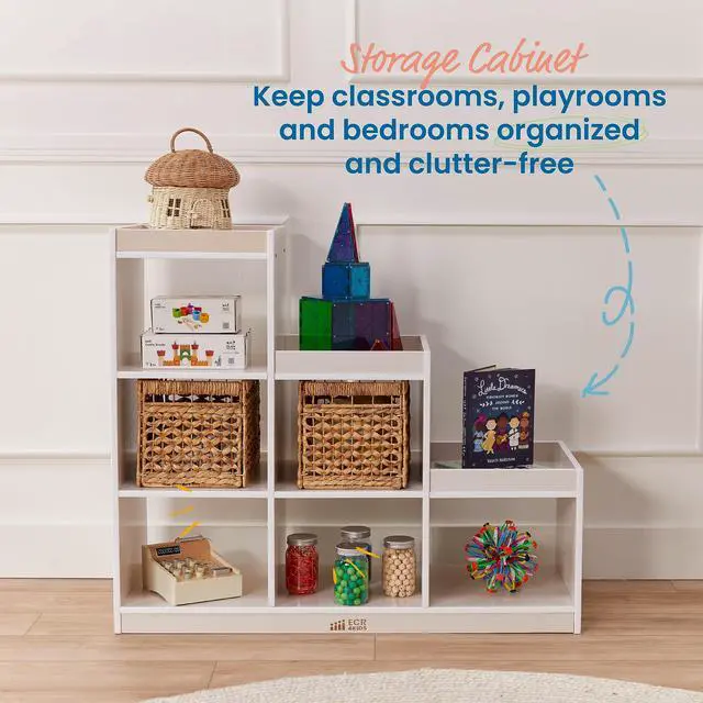 Alt view image 4 of 6 - 3-2-1 Double-Sided Cube Storage Organizer, Classroom Furniture, White Wash