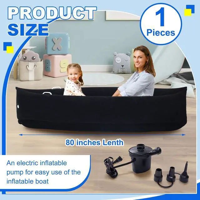 Alt view image 2 of 6 - Extra Large 80/60inch Comfy Peapod Sensory Chair for Kids Gift for Reading Corner Inflatable Classroom Furniture Sensory Toys for Kids Children with Autism(Black,80 Inch)