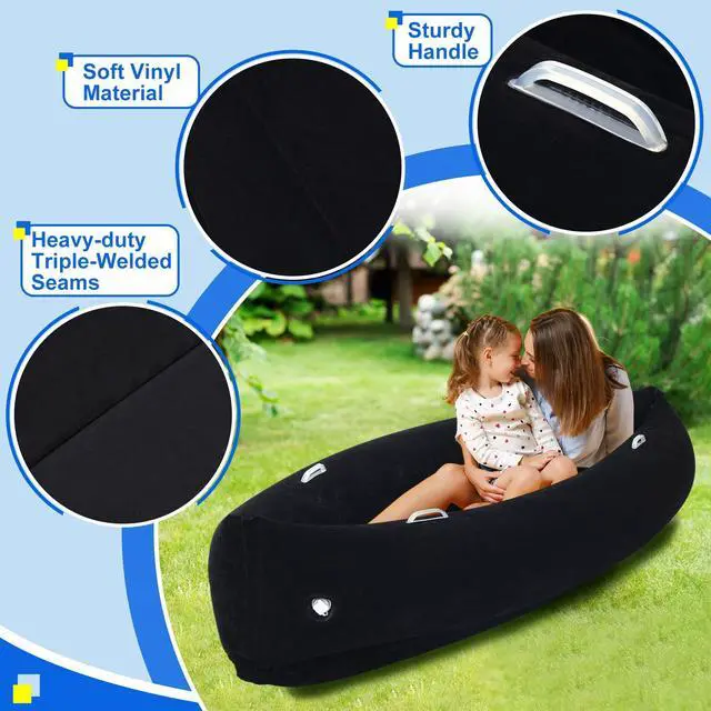Alt view image 3 of 6 - Extra Large 80/60inch Comfy Peapod Sensory Chair for Kids Gift for Reading Corner Inflatable Classroom Furniture Sensory Toys for Kids Children with Autism(Black,80 Inch)