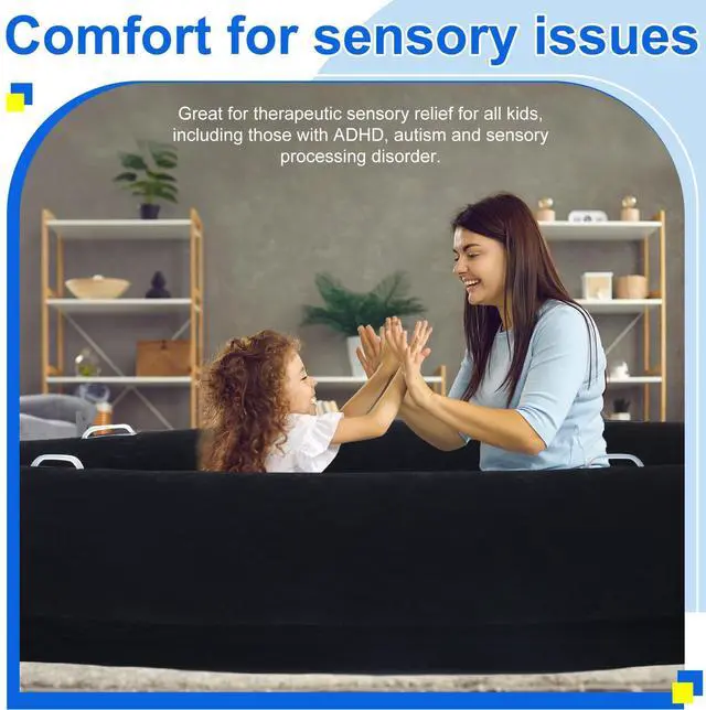 Alt view image 5 of 6 - Extra Large 80/60inch Comfy Peapod Sensory Chair for Kids Gift for Reading Corner Inflatable Classroom Furniture Sensory Toys for Kids Children with Autism(Black,80 Inch)