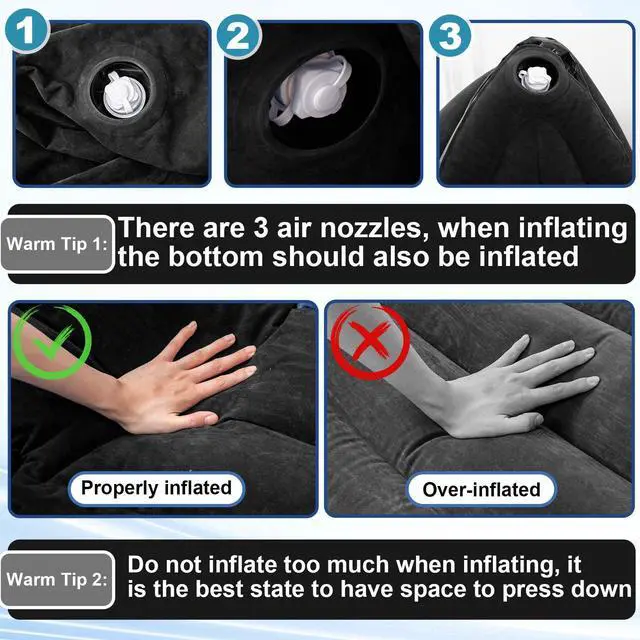 Alt view image 6 of 6 - Extra Large 80/60inch Comfy Peapod Sensory Chair for Kids Gift for Reading Corner Inflatable Classroom Furniture Sensory Toys for Kids Children with Autism(Black,80 Inch)