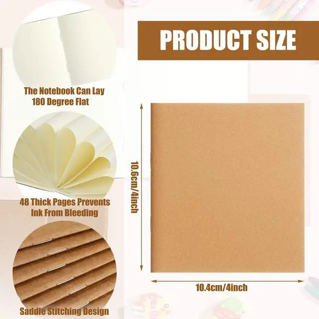 Alt view image 2 of 6 - 300 Pack Mini Notebooks Bulk Small Notepad Unlined Journals Pocket Blank Sketchbooks Kids Students Gifts Back to School Supplies 4 x 4 Inch 24 Sheets(Kraft)