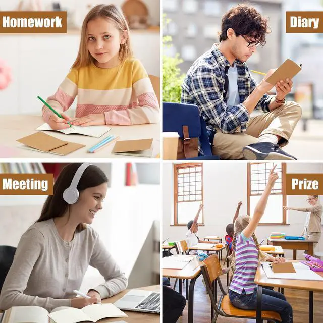 Alt view image 4 of 6 - 300 Pack Mini Notebooks Bulk Small Notepad Unlined Journals Pocket Blank Sketchbooks Kids Students Gifts Back to School Supplies 4 x 4 Inch 24 Sheets(Kraft)