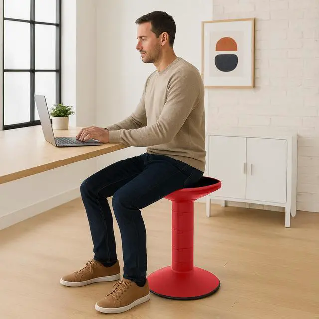 Alt view image 2 of 6 - Active Tilt Stool Ergonomic Seating for Flexible Office Space and Standing Desks, Adjustable 12-24 Inch Height, Red (00324A01C)
