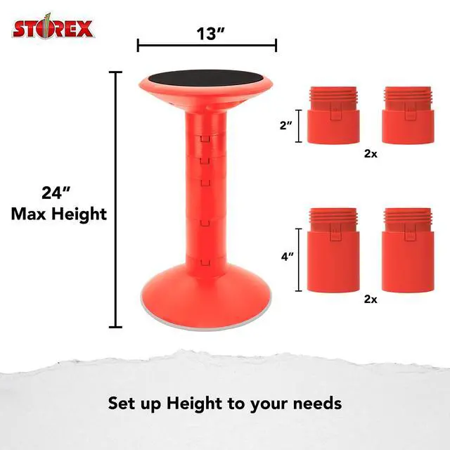 Alt view image 3 of 6 - Active Tilt Stool Ergonomic Seating for Flexible Office Space and Standing Desks, Adjustable 12-24 Inch Height, Red (00324A01C)