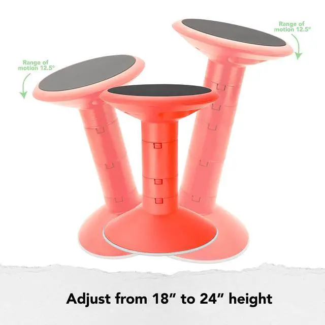 Alt view image 4 of 6 - Active Tilt Stool Ergonomic Seating for Flexible Office Space and Standing Desks, Adjustable 12-24 Inch Height, Red (00324A01C)