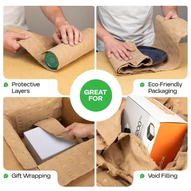 Alt view image 5 of 6 - 12" x 175' EcoMax Kraft Paper Cellulose Wadding in Self-Dispensed Box - Cushioning Wrapping and Box Void Filling - Gentle Packing for Shipping, Moving, and Storing Fragile Items