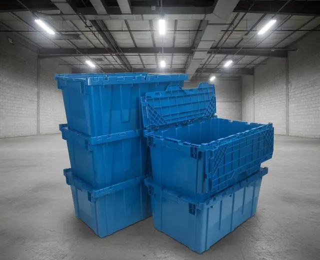 Alt view image 4 of 6 - Storage Plastic Tote Crate, 27"x16.9"x12.5", 5 Pack | Flip Top, Stackable, Closet Space Saving, For Home Organization