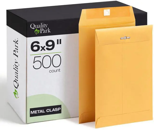 Main image of 6 x 9 Clasp Envelopes, 500 Pack, Document Envelopes with Gummed Flap, Heavyweight 28 lb Paper with Reinforced Holes and Double Prong Clasp, Brown Kraft