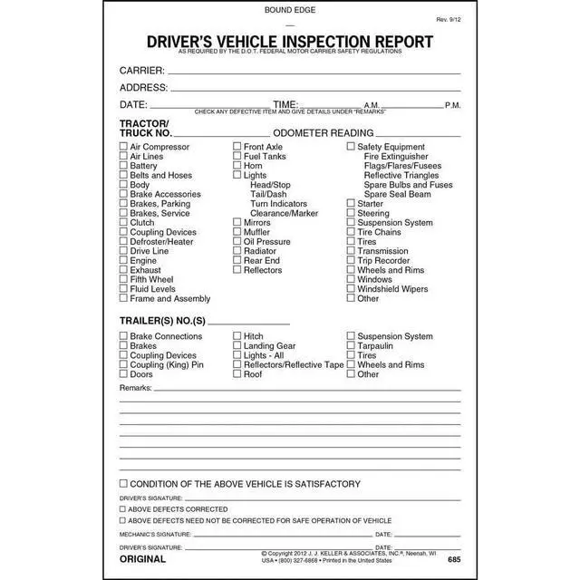 Alt view image 3 of 6 - Detailed Driver's Vehicle Inspection Report 25-pk. - Book Format with 31 Sets, 2-Ply with Carbon, 5.5" x 8.5", Meet FMCSR Requirements, J. J. Keller & Associates, Inc