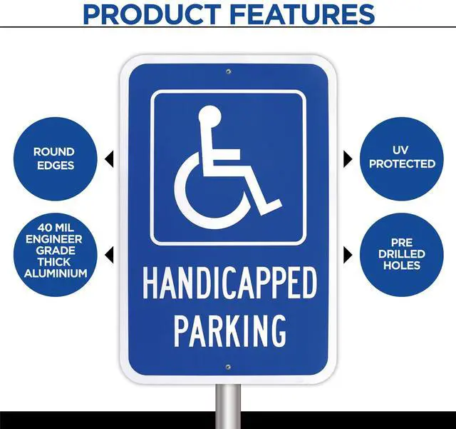 Alt view image 3 of 6 - 12-Pack Handicapped Parking Sign 12x18 Engineer Grade Aluminum