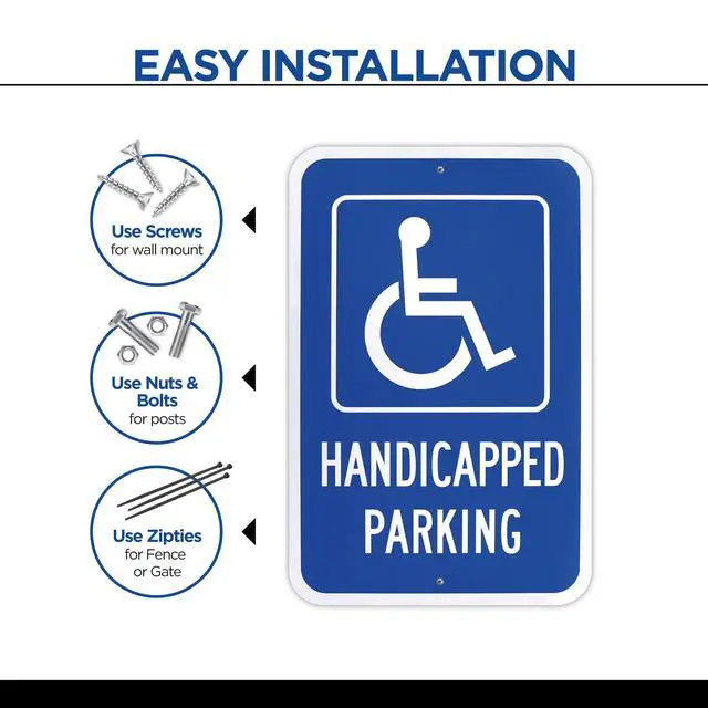 Alt view image 4 of 6 - 12-Pack Handicapped Parking Sign 12x18 Engineer Grade Aluminum