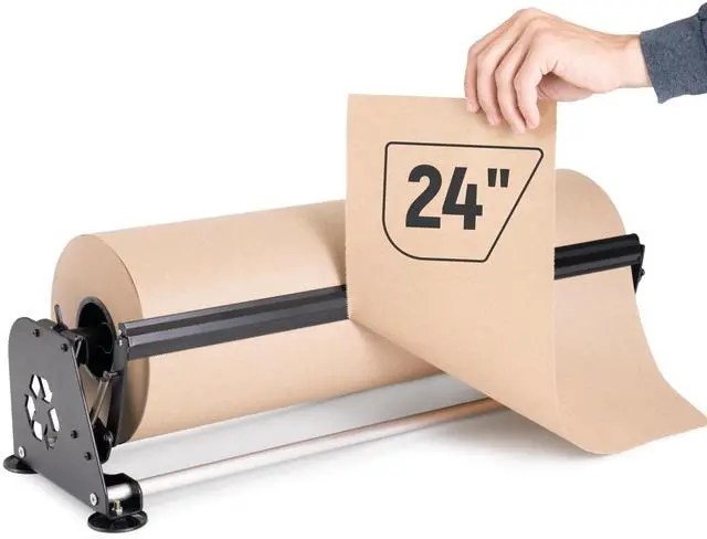 Main image of 24" Paper Roll Dispenser with Cutter, Next Gen, Non-Slip Suction Feet | Heavy-Duty Paper Roll Dispenser for Kraft, Freezer, Newsprint & Butcher Paper Rolls, Fits Rolls up to 10" Diameter