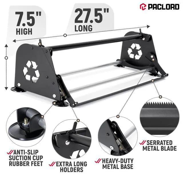 Alt view image 3 of 6 - 24" Paper Roll Dispenser with Cutter, Next Gen, Non-Slip Suction Feet | Heavy-Duty Paper Roll Dispenser for Kraft, Freezer, Newsprint & Butcher Paper Rolls, Fits Rolls up to 10" Diameter