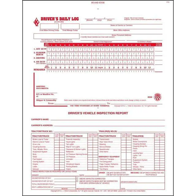 Alt view image 3 of 6 - J. J. Keller 2-in-1 Driver Daily Log Book 25-pk. with Detailed Driver Vehicle Inspection Report - Book Format with 31 Sets, 2-Ply with Carbon, 8.5" x 11"