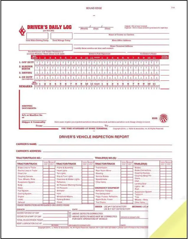 Alt view image 4 of 6 - J. J. Keller 2-in-1 Driver Daily Log Book 25-pk. with Detailed Driver Vehicle Inspection Report - Book Format with 31 Sets, 2-Ply with Carbon, 8.5" x 11"