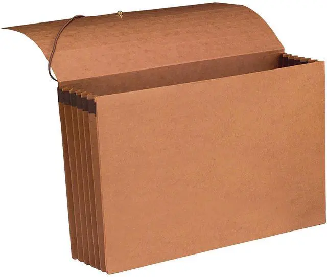 Main image of 100% Recycled Expanding File Wallet with Flap and Cord Closure, Reinforced, 5-1/4" Expansion, Legal Size, Redrope, 10 per Box (71199)