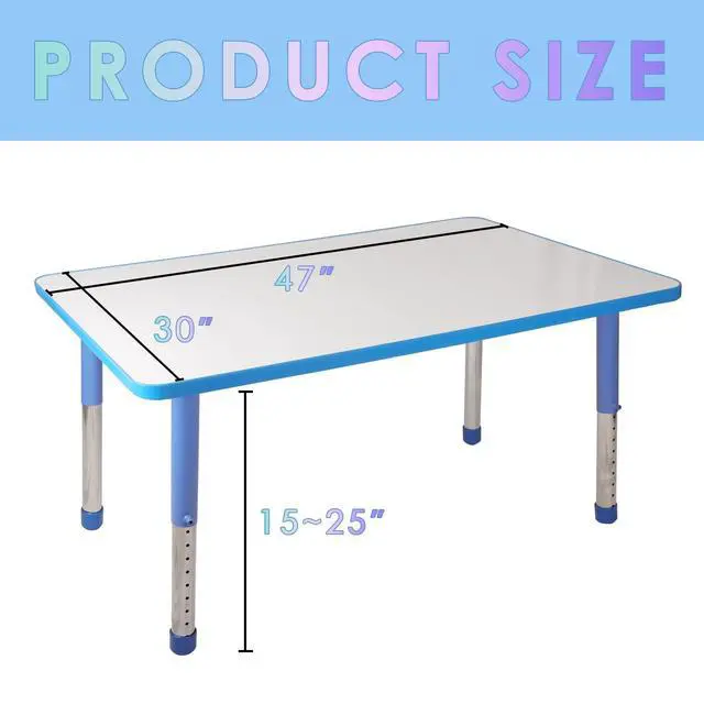 Alt view image 3 of 6 - 48 X 30 Dry Erase Rectangle Activity Table, Adjustable Height (15"-24") Magnetic Whiteboard Table with Ball Glides, Ideal for Writing & Drawing, Daycares, Preschools, Classroom, Home