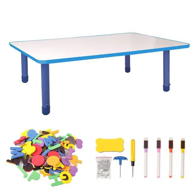 Alt view image 4 of 6 - 48 X 30 Dry Erase Rectangle Activity Table, Adjustable Height (15"-24") Magnetic Whiteboard Table with Ball Glides, Ideal for Writing & Drawing, Daycares, Preschools, Classroom, Home