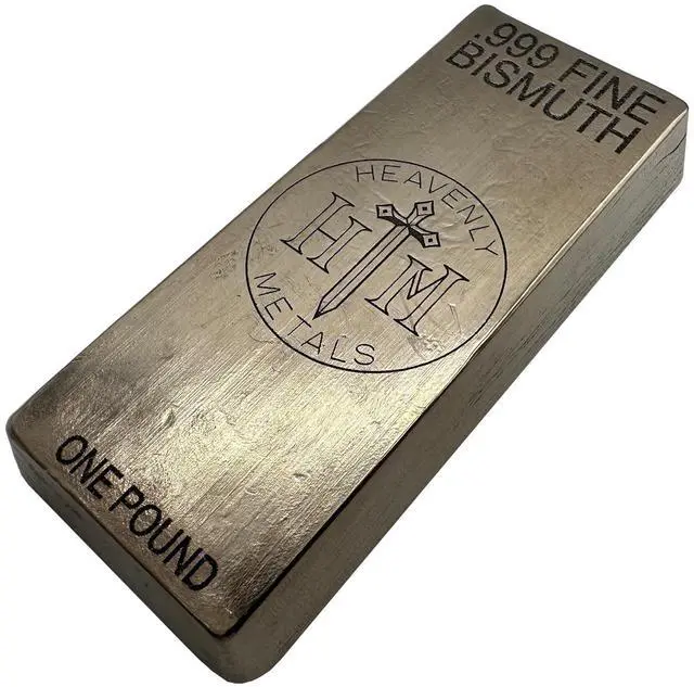 Main image of 1 Pound 99.9% Pure Bismuth Hand Poured Metal Bullion Bar Ingot Collectible Element for Display, Science Experiments, Crystal Growing or Paperweight