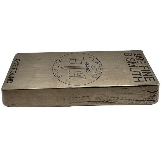 Alt view image 3 of 4 - 1 Pound 99.9% Pure Bismuth Hand Poured Metal Bullion Bar Ingot Collectible Element for Display, Science Experiments, Crystal Growing or Paperweight