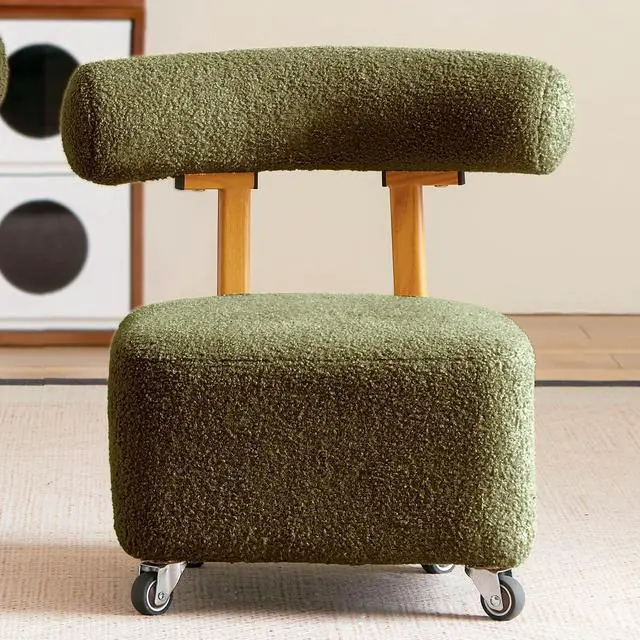 Main image of Kids Chair, Rolling with Backrest, Green, 230lbs, Boucle, Teddy, 3-8 Years | Back Support, 230lbs Capacity, Boucle Desk Stool, Low Mobile Task Chair, Comfy Teddy Furry