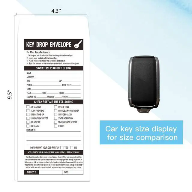 Alt view image 2 of 6 - 1000 Pcs Key Drop Envelopes for Overnight or Early Birds, 4-1/8x9-1/2 Inch Key Envelopes for Auto Shop Supplies or Automotive Supplies(White)