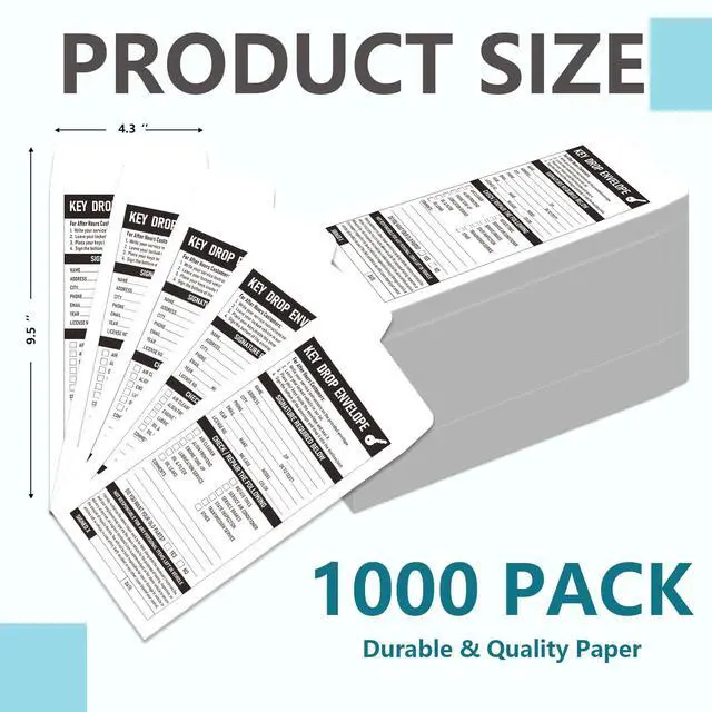 Alt view image 4 of 6 - 1000 Pcs Key Drop Envelopes for Overnight or Early Birds, 4-1/8x9-1/2 Inch Key Envelopes for Auto Shop Supplies or Automotive Supplies(White)