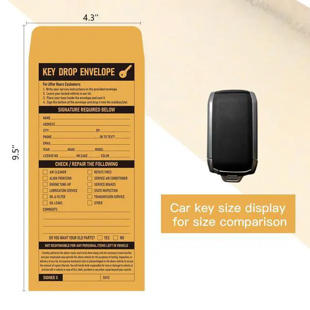 Alt view image 2 of 6 - 1000 Pcs Key Drop Envelopes for Overnight or Early Birds, 4-1/8x9-1/2 Inch Key Envelopes for Auto Shop Supplies or Automotive Supplies(Classic)