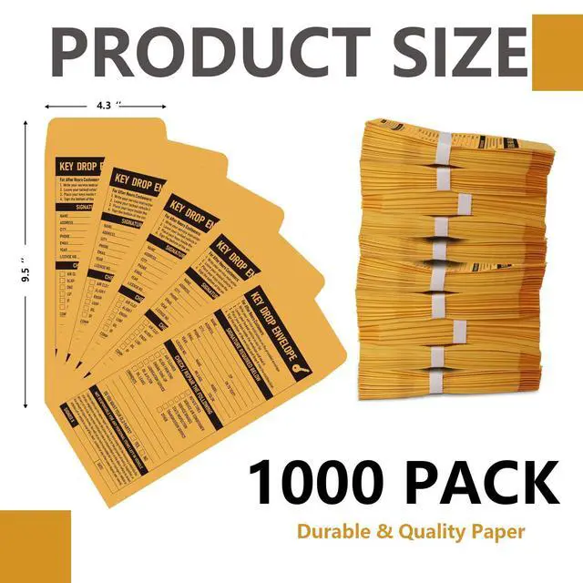 Alt view image 4 of 6 - 1000 Pcs Key Drop Envelopes for Overnight or Early Birds, 4-1/8x9-1/2 Inch Key Envelopes for Auto Shop Supplies or Automotive Supplies(Classic)