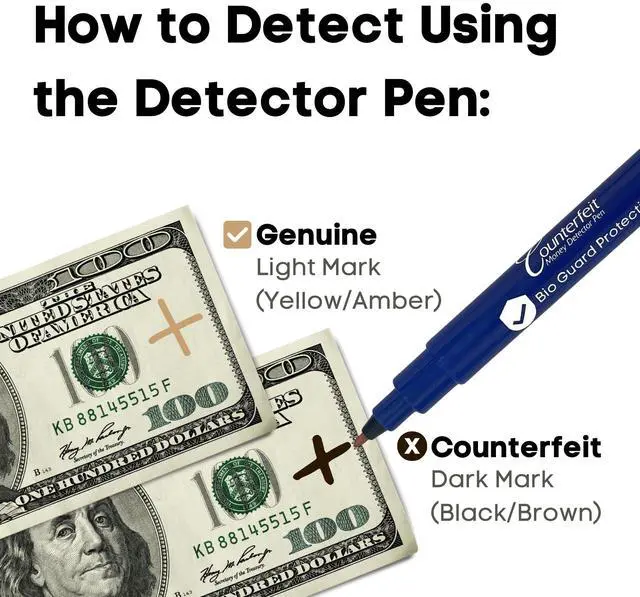 Alt view image 5 of 6 - BioGuard Dual Test Counterfeit Money Detector Pen withUV Light Head (6 Pack Dual Test)