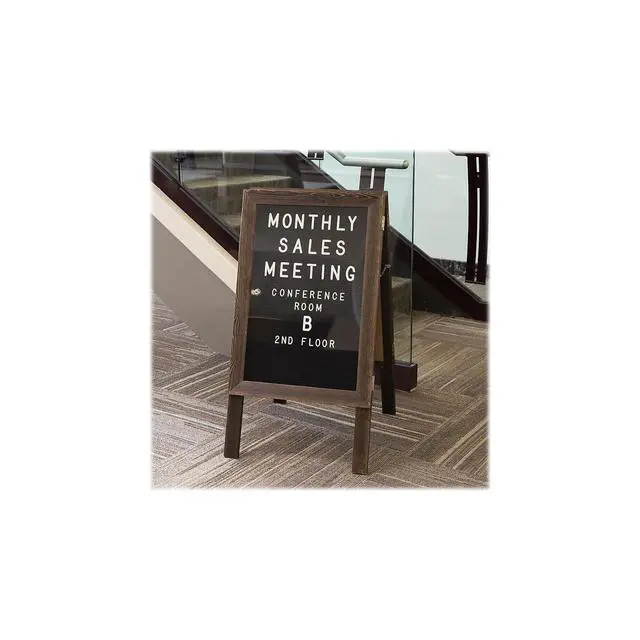Alt view image 2 of 6 - Large Wooden A-Frame Sign 36x20 Felt Letter Board with Changeable Letters & Enclosure-Freestanding Rustic Vintage Message Felt Board-Double Sided Display-Standing Sidewalk Sign
