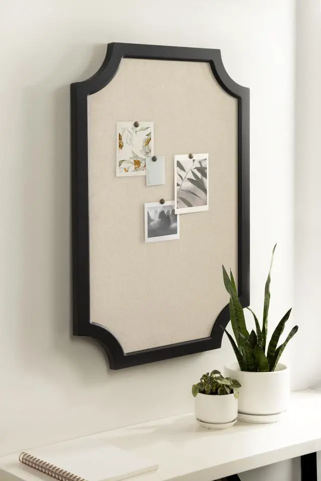 Alt view image 3 of 6 - Hogan Framed Scalloped Decorative Wall Pinboard; Black; 24 x 36; Rustic Modern Farmhouse Bulletin Board for Wall Organization and Decorative Displays