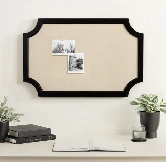 Alt view image 4 of 6 - Hogan Framed Scalloped Decorative Wall Pinboard; Black; 24 x 36; Rustic Modern Farmhouse Bulletin Board for Wall Organization and Decorative Displays