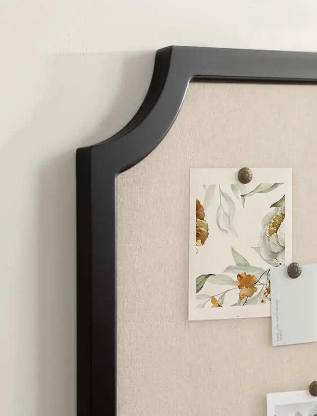 Alt view image 5 of 6 - Hogan Framed Scalloped Decorative Wall Pinboard; Black; 24 x 36; Rustic Modern Farmhouse Bulletin Board for Wall Organization and Decorative Displays