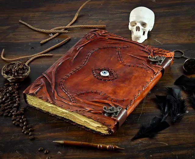 Alt view image 4 of 6 - XXXL 22X14 Hocus Pocus Book of Spells Hocus Pocus Spell book Prop Gifts Halloween Decorations Decor Leather Journal Writing Book Of shadow Best Christmas Gifts For Men And Women