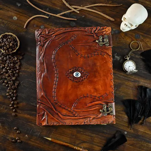 Alt view image 5 of 6 - XXXL 22X14 Hocus Pocus Book of Spells Hocus Pocus Spell book Prop Gifts Halloween Decorations Decor Leather Journal Writing Book Of shadow Best Christmas Gifts For Men And Women