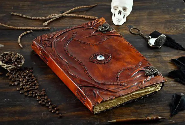 Alt view image 6 of 6 - XXXL 22X14 Hocus Pocus Book of Spells Hocus Pocus Spell book Prop Gifts Halloween Decorations Decor Leather Journal Writing Book Of shadow Best Christmas Gifts For Men And Women
