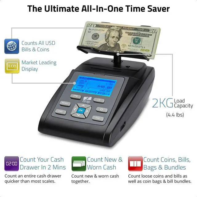 Alt view image 2 of 6 - MS40 Bill & Coin Counting Scale - Money Cash Currency Weighing Machine