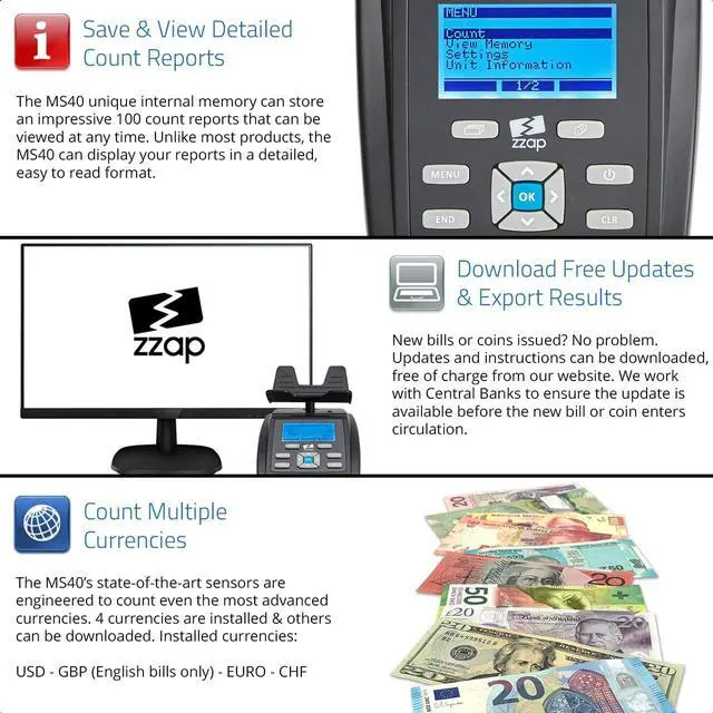 Alt view image 5 of 6 - MS40 Bill & Coin Counting Scale - Money Cash Currency Weighing Machine