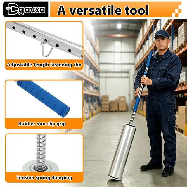 Alt view image 5 of 6 - 3-Pack Long Handle Stretch Wrap Dispenser with Safety Knife, Stretch Wrap Dispenser Long 48" Wrap Pole for Pallet Wrap Stretch Film, Rolls 1.5" to 3" Diamater, Fits 12"-24" Rolls (Film Not Included)