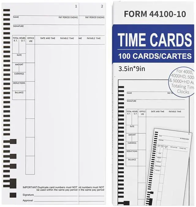 Main image of 1000 44100-10 Weekly Time Cards, Compatible with Pyramid 4000 & 5000 Series | Fits 4000Pro/4000ProK; Weekly Single-Sided, 3.5 x 9 in, 10 Boxes of 100