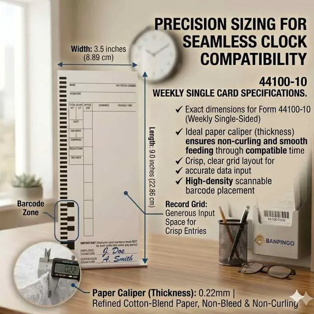 Alt view image 2 of 6 - 1000 44100-10 Weekly Time Cards, Compatible with Pyramid 4000 & 5000 Series | Fits 4000Pro/4000ProK; Weekly Single-Sided, 3.5 x 9 in, 10 Boxes of 100