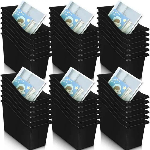 Main image of 36 Pcs Book Bins for Classroom Plastic Binder Holder Magazine Stuff Folder File Organizer Box for Home Office School Supplies (Black)