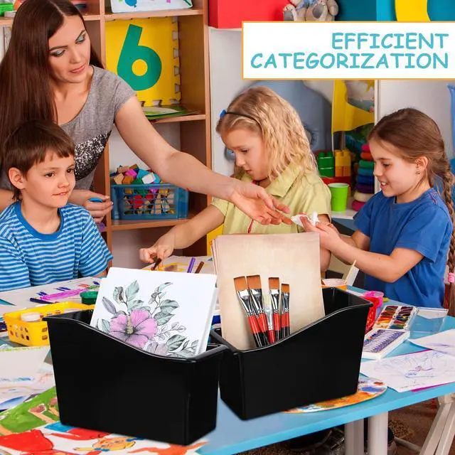 Alt view image 2 of 6 - 36 Pcs Book Bins for Classroom Plastic Binder Holder Magazine Stuff Folder File Organizer Box for Home Office School Supplies (Black)