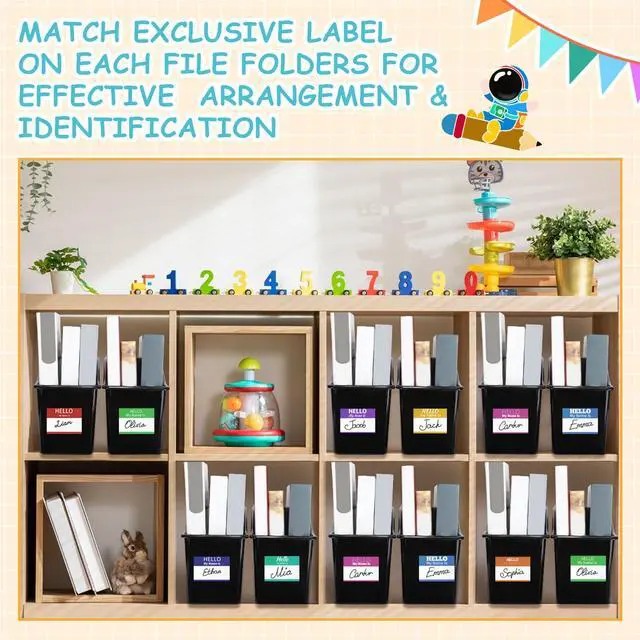 Alt view image 5 of 6 - 36 Pcs Book Bins for Classroom Plastic Binder Holder Magazine Stuff Folder File Organizer Box for Home Office School Supplies (Black)