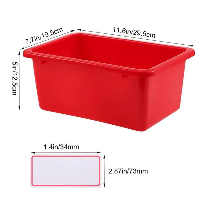 Alt view image 6 of 6 - 24 Pack Book Bins for Classroom Plastic Cubby Storage Bins Colored Kids Toy Organizer Container with 120 Pcs Self Adhesive Label for Student Teacher Library School Office Home(Rainbow Color)